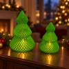 Zestaw 2 choinek LED 18 i 14 cm – zielone dekoracje świąteczne druk 3D